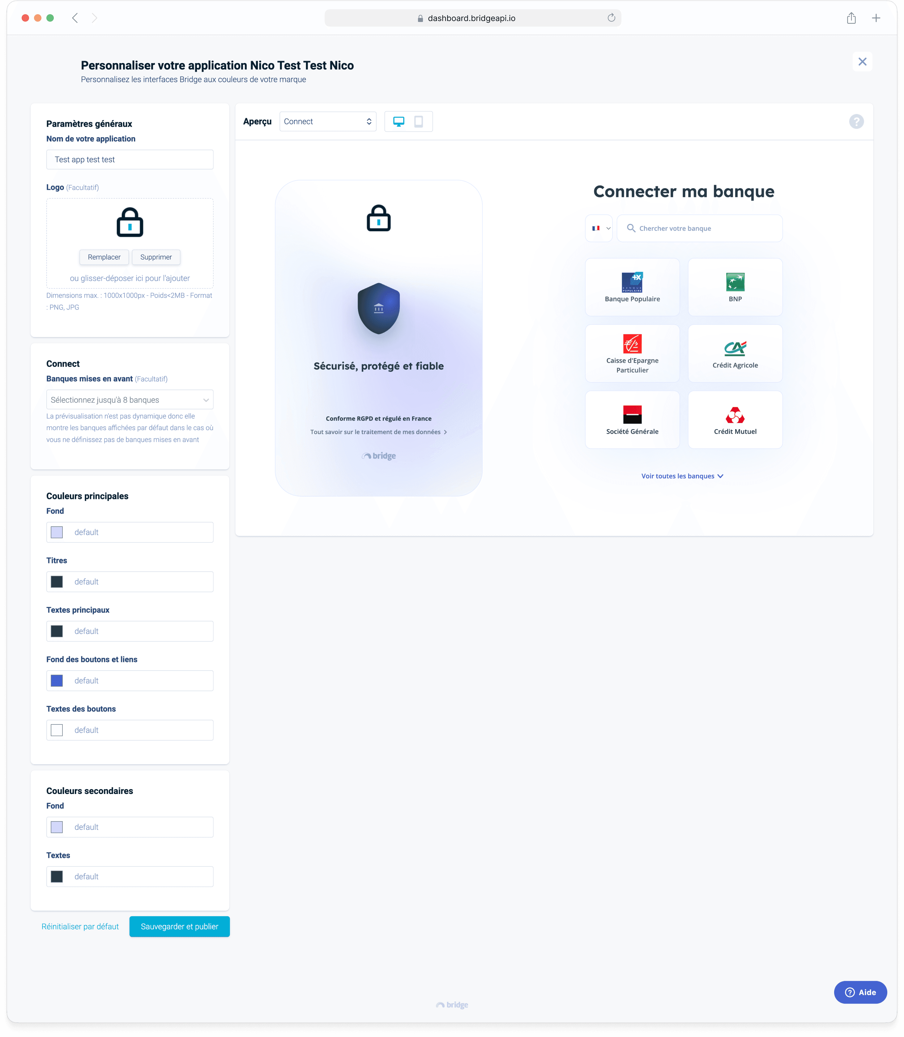 Live render of the customized payment interface in production