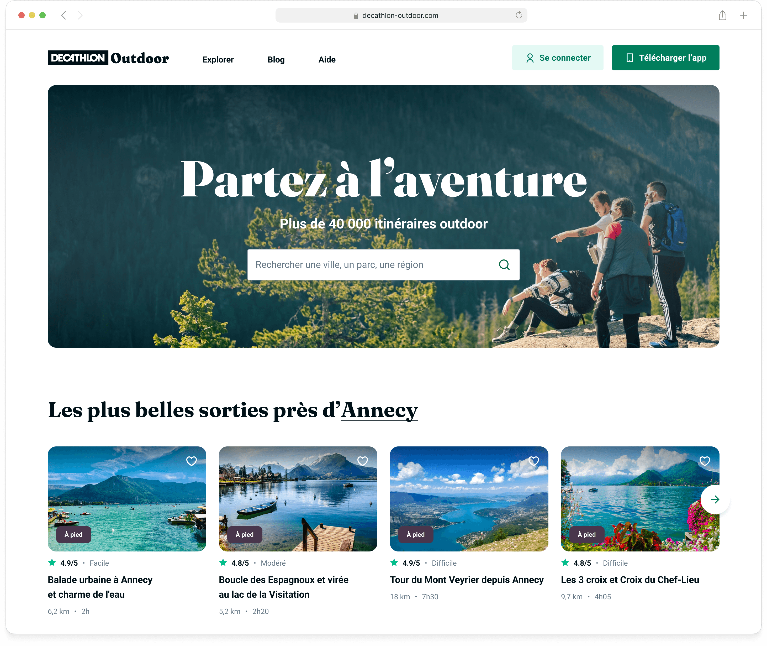 Hero section of the redesigned Decathlon Outdoor landing page