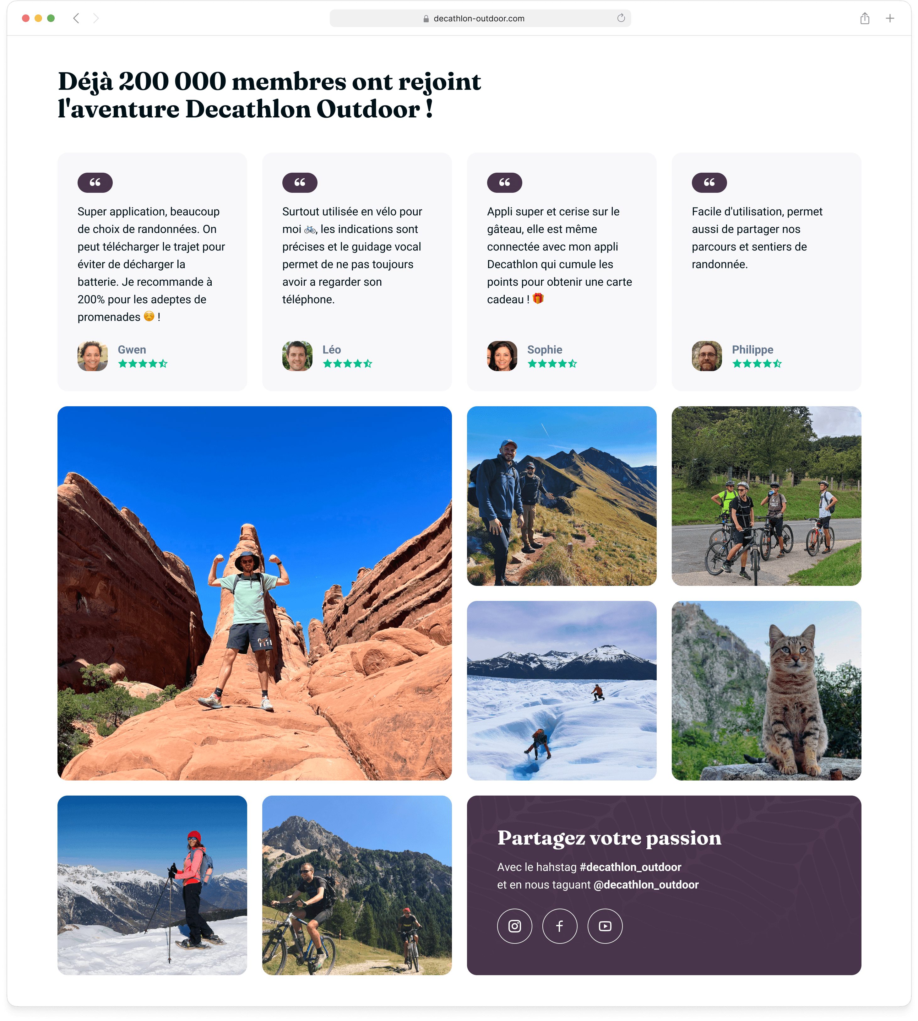 Brand identity and visual design for the Decathlon Outdoor redesign