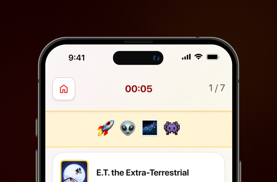 A responsive mini game with movies and emojis